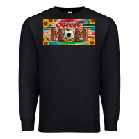 Black soccer mom with ball and sunflower and serape licanse plate Premium Sweatshirt - Artiststas