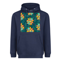 Navy colorful tropical flowers seamless pattern Heavyweight Hoodie - BundleAndBundleShop