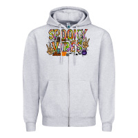 Heather Grey spooky vibes Zipper Hoodie - RacoonDesign