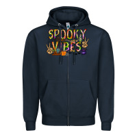 Navy spooky vibes Zipper Hoodie - RacoonDesign