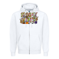 White spooky vibes Zipper Hoodie - RacoonDesign