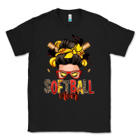 Black softball mom messy bun Classic Tee - Zillion Design Studio