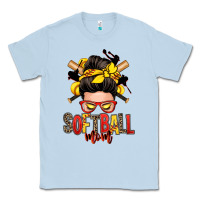 Dusty Blue softball mom messy bun Classic Tee - Zillion Design Studio