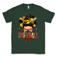 Sports Green softball mom messy bun Classic Tee - Zillion Design Studio
