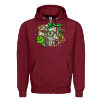 Burgundy Charolais St. Patrick's Day Zipper Hoodie - OliviaCreatesArt