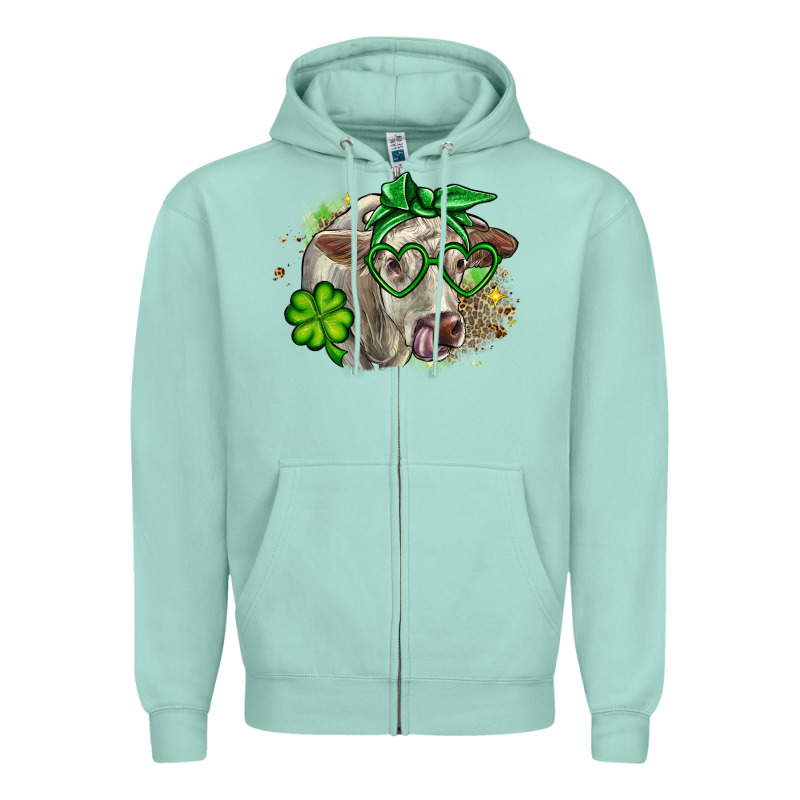 Charolais St. Patrick's Day Zipper Hoodie by OliviaCreatesArt | Teevron