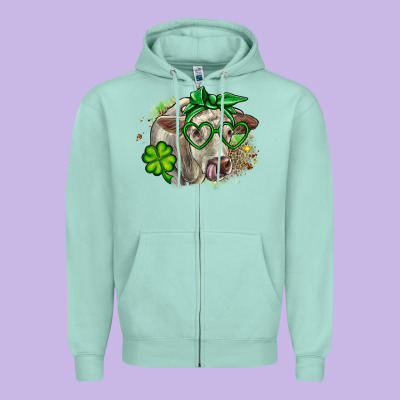 Charolais St. Patrick's Day Zipper Hoodie Designed By Oliviacreatesart