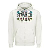 Oatmeal Heather summer nana Zipper Hoodie - CowhideDigitalArt