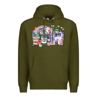 Army Green unicorn coffee cups Premium Hoodie - NancyCooperArtShop