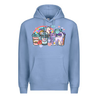 Colony Blue unicorn coffee cups Premium Hoodie - NancyCooperArtShop