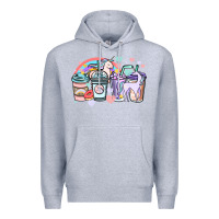 Heather Grey unicorn coffee cups Premium Hoodie - NancyCooperArtShop