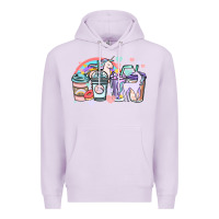 Lilac unicorn coffee cups Premium Hoodie - NancyCooperArtShop