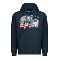 Navy unicorn coffee cups Premium Hoodie - NancyCooperArtShop