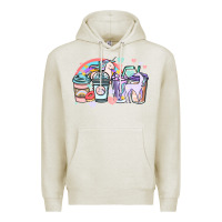 Oatmeal Heather unicorn coffee cups Premium Hoodie - NancyCooperArtShop