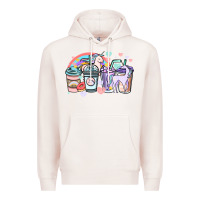 Pale Pink unicorn coffee cups Premium Hoodie - NancyCooperArtShop