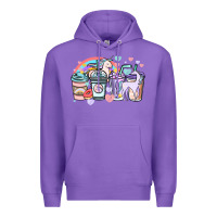 Purple unicorn coffee cups Premium Hoodie - NancyCooperArtShop