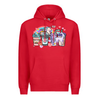Red unicorn coffee cups Premium Hoodie - NancyCooperArtShop