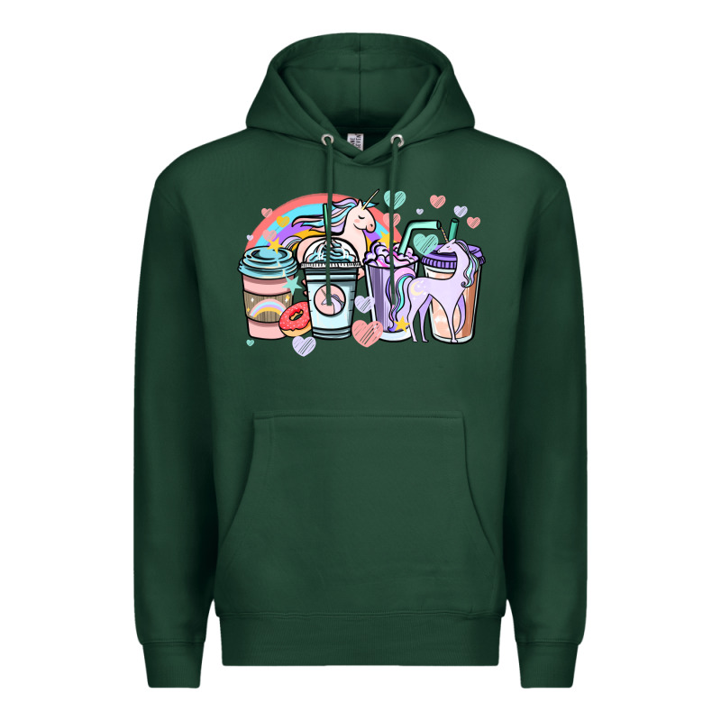 Unicorn Coffee Cups Premium Hoodie by NancyCooperArtShop | Teevron