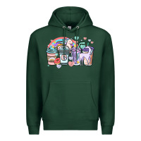 Sports Green unicorn coffee cups Premium Hoodie - NancyCooperArtShop