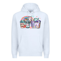 White unicorn coffee cups Premium Hoodie - NancyCooperArtShop