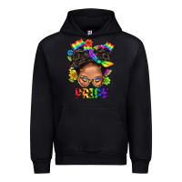 Black LGBTQ+ Messy Bun Mom Pride With Flower Urban Hoodie - BundleAndBundleShop