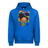 Cobalt LGBTQ+ Messy Bun Mom Pride With Flower Urban Hoodie - BundleAndBundleShop