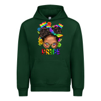 Forest Green LGBTQ+ Messy Bun Mom Pride With Flower Urban Hoodie - BundleAndBundleShop