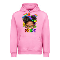 Fuchsia Pink LGBTQ+ Messy Bun Mom Pride With Flower Urban Hoodie - BundleAndBundleShop