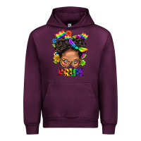 Mauve Wine LGBTQ+ Messy Bun Mom Pride With Flower Urban Hoodie - BundleAndBundleShop