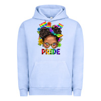 Pigment Grape Ice LGBTQ+ Messy Bun Mom Pride With Flower Urban Hoodie - BundleAndBundleShop