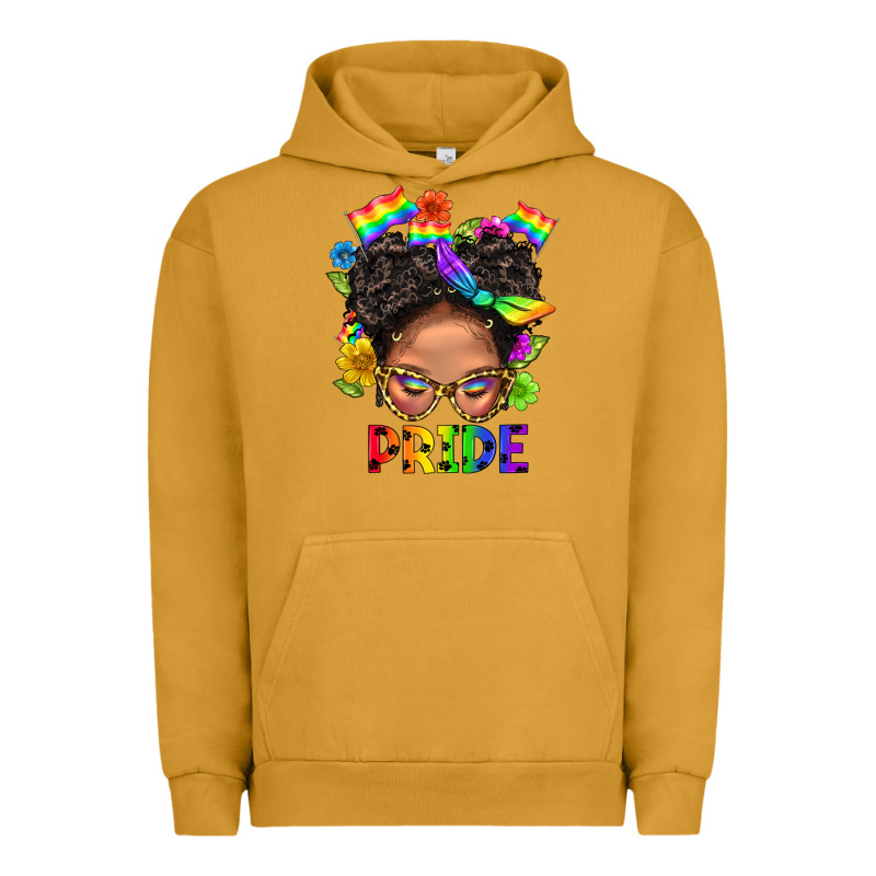 Lgbtq+ Messy Bun Mom Pride With Flower Urban Hoodie by BundleAndBundleShop | Teevron