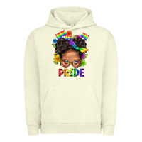 Pigment Pistachio LGBTQ+ Messy Bun Mom Pride With Flower Urban Hoodie - BundleAndBundleShop