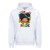 White LGBTQ+ Messy Bun Mom Pride With Flower Urban Hoodie - BundleAndBundleShop