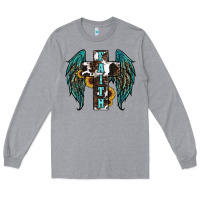 Heather Grey western wings cross Long Sleeve Tee - RanaPortraitStore