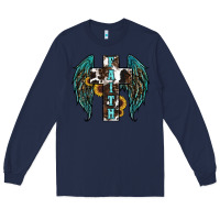 Navy western wings cross Long Sleeve Tee - RanaPortraitStore