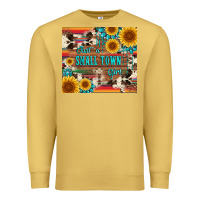 Antique Gold just a small town girl with gemstone sunflower serape and cowhide Premium Sweatshirt - Artiststas
