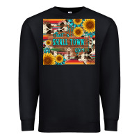 Black just a small town girl with gemstone sunflower serape and cowhide Premium Sweatshirt - Artiststas
