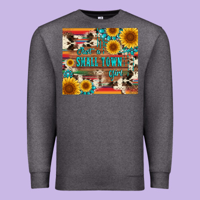 Just A Small Town Girl With Gemstone Sunflower Serape And Cowhide Premium Sweatshirt Designed By Artiststas