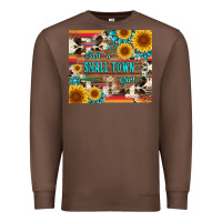 Chestnut just a small town girl with gemstone sunflower serape and cowhide Premium Sweatshirt - Artiststas