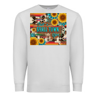 Dove Grey just a small town girl with gemstone sunflower serape and cowhide Premium Sweatshirt - Artiststas