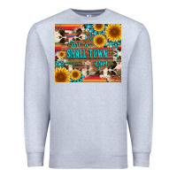 Heather Grey just a small town girl with gemstone sunflower serape and cowhide Premium Sweatshirt - Artiststas