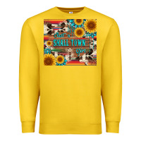 Lemon just a small town girl with gemstone sunflower serape and cowhide Premium Sweatshirt - Artiststas