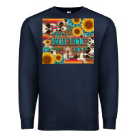 Navy just a small town girl with gemstone sunflower serape and cowhide Premium Sweatshirt - Artiststas
