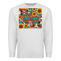 Oatmeal Heather just a small town girl with gemstone sunflower serape and cowhide Premium Sweatshirt - Artiststas