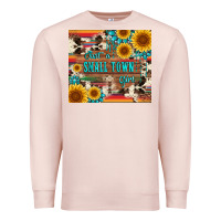 Pale Pink just a small town girl with gemstone sunflower serape and cowhide Premium Sweatshirt - Artiststas