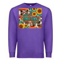 Purple just a small town girl with gemstone sunflower serape and cowhide Premium Sweatshirt - Artiststas