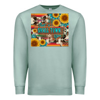 Seafoam just a small town girl with gemstone sunflower serape and cowhide Premium Sweatshirt - Artiststas