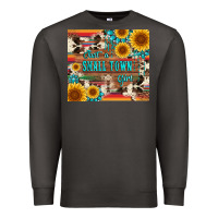 Smoke just a small town girl with gemstone sunflower serape and cowhide Premium Sweatshirt - Artiststas