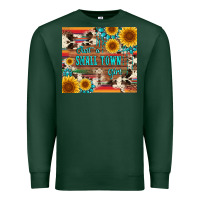 Sports Green just a small town girl with gemstone sunflower serape and cowhide Premium Sweatshirt - Artiststas