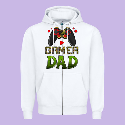 Gamer Dad Zipper Hoodie Designed By Hra Design Shop